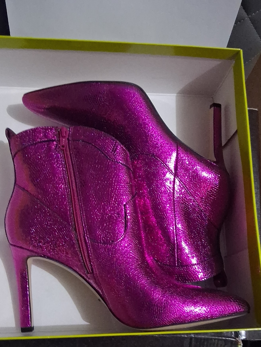 Gianni Bini Metallic Fuchsia Pointed-Toe Stiletto Ankle Boots